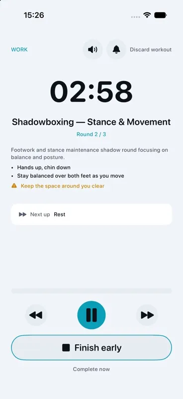 Dee guided workout timer in progress